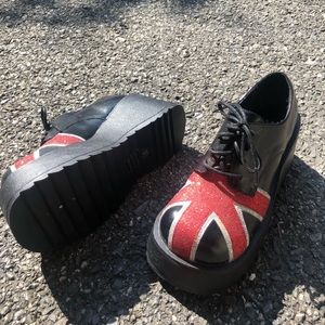 Delia’s vintage Union Jack platform shoes
